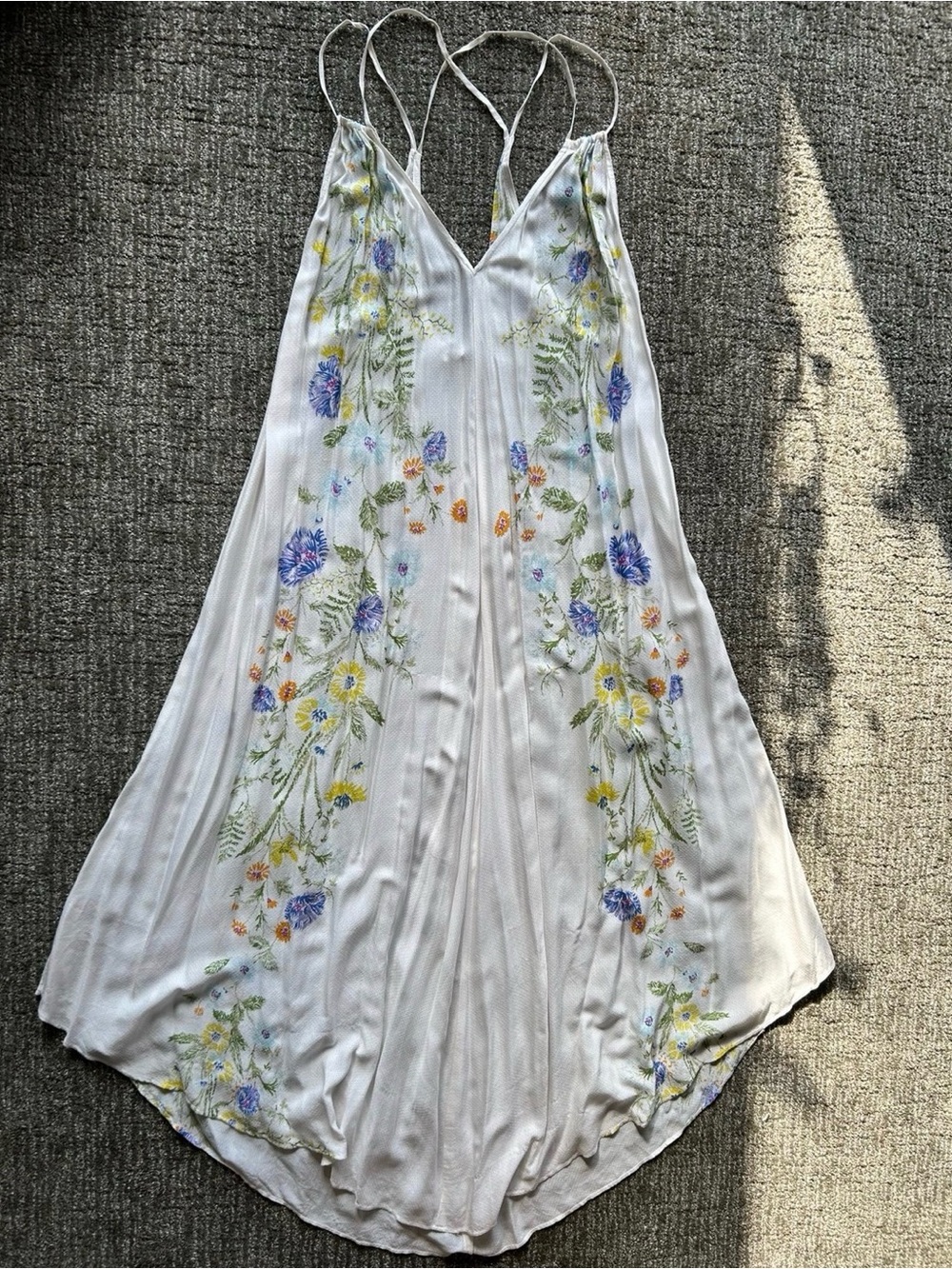 Free People White Maxi Dress with Floral Design